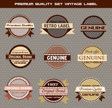 Premium quality set of vector vintage labels on gray background clipart