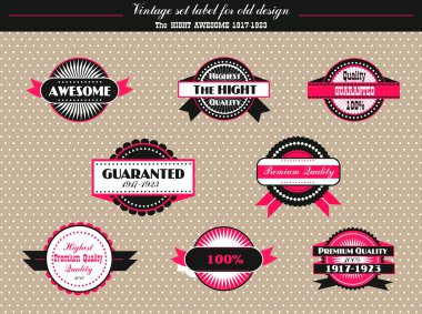 Vintage set of vector labels of old design clipart