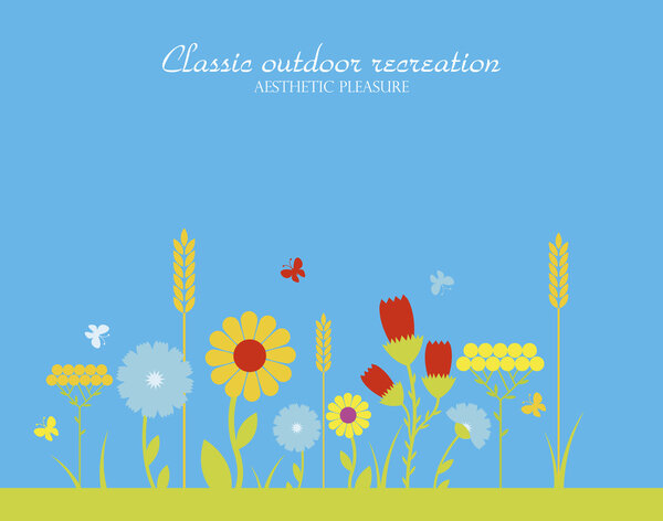 Vector season of flowering herbs