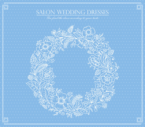 Salon wedding dress illustration,flower frame