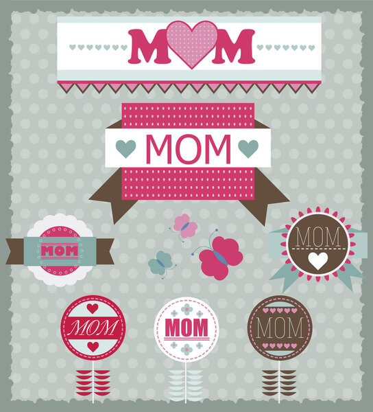 Set of greeting labels for Mother's day.Vector illustration