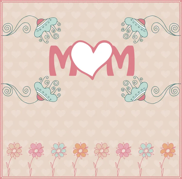 Tarjeta Felicitación Del Día Madre Con Flores Primavera Ilustración Vectorial — Vector de stock