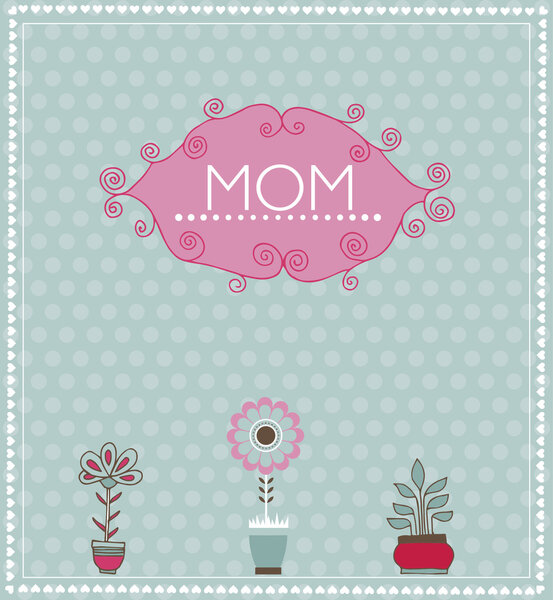 Открытка на День Матери. Векторное изображение с весенними цветами
