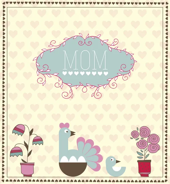 Ευχετήρια Κάρτα Για Την Ημέρα Της Μητέρας Κινούμενα Σχέδια Κοτόπουλα — Διανυσματικό Αρχείο