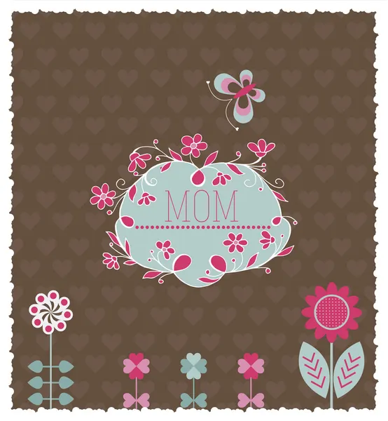 Festkarte Zum Muttertag Mit Schmetterlingen Und Blumen Vektorillustration — Stockvektor