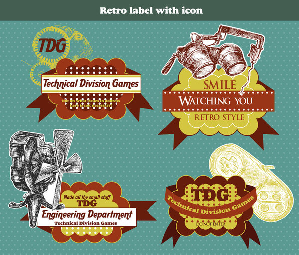 Vector retro label with icon