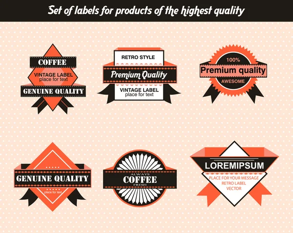 Etikettenset Für Produkte Höchster Qualität — Stockvektor
