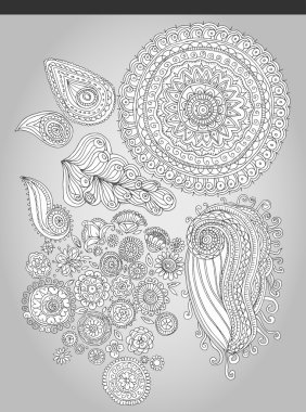Fantastic flowers in folk style. Vector illustration