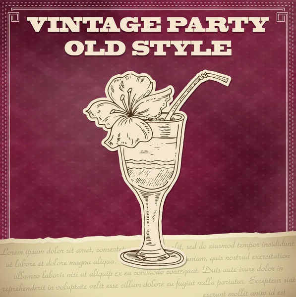 Vintage Party Poster Cocktail — Stock Vector