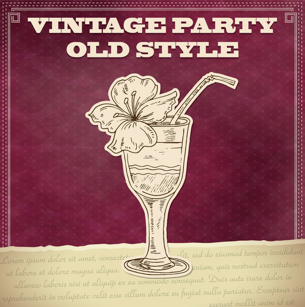 Vintage party poster with cocktail