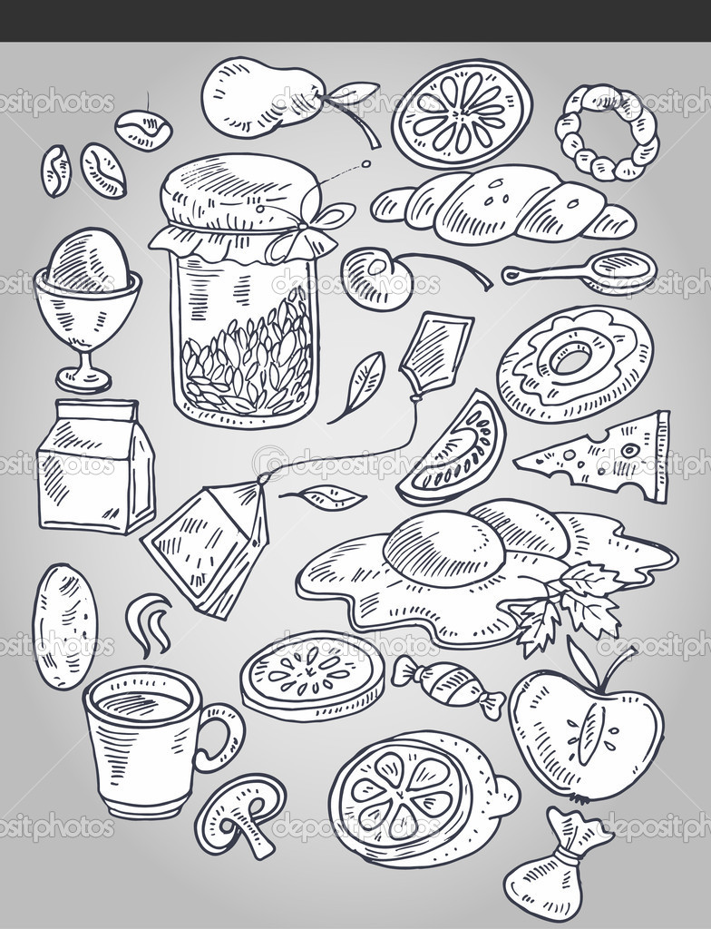 Various food in vintage style