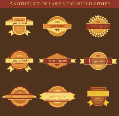 Retro vector labels and badges on brown background clipart