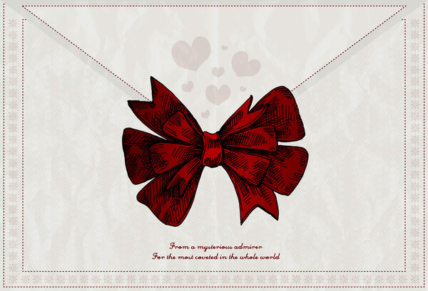 Vector letter background with red bow