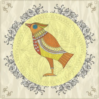Retro style card with bird clipart