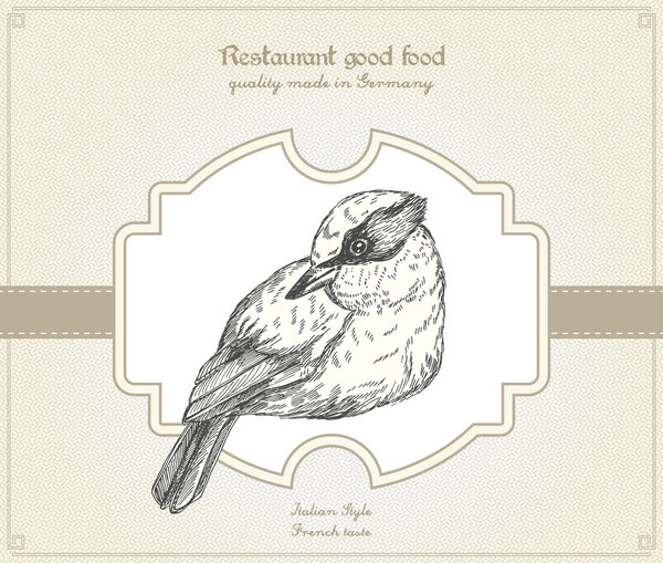 Retro style restaurant card with bird