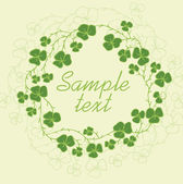 Floral frame with green clover leaves. Vector illustration