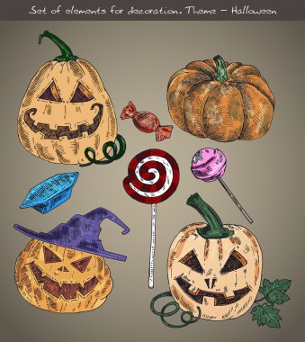 Set of elements for decoration. Theme - Halloween clipart