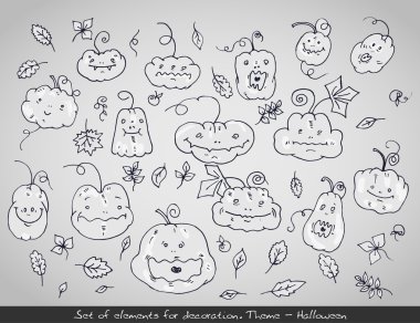 dizi karikatür halloween pumpkins. vektör çizim