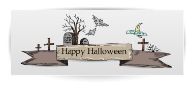 Halloween illustration with tombs. Vector clipart