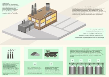 fabrika üretim detay Infographic. vektör çizim