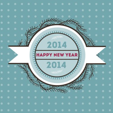 Happy new 2014 year. Vector card clipart