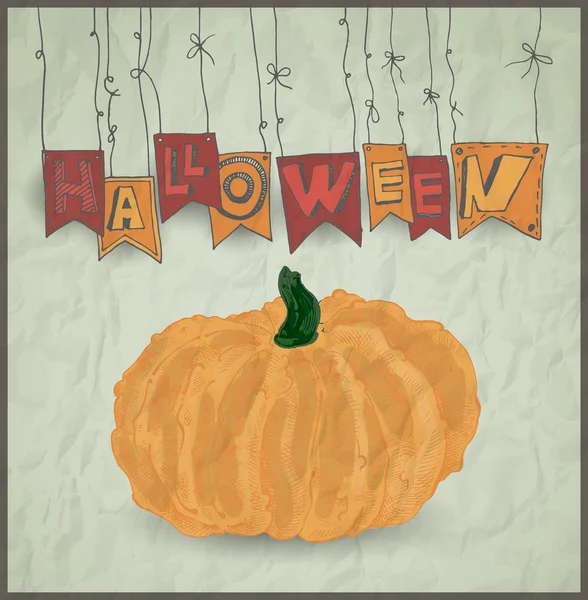 Calabaza Halloween Sobre Fondo Gris Ilustración Vectorial — Vector de stock