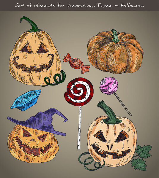 Set of elements for decoration. Theme - Halloween