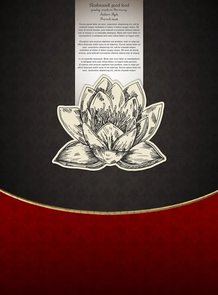 Banner Para Menú Restaueant Con Flor Loto Ilustración Vectorial — Vector de stock
