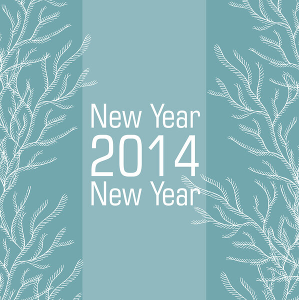 New 2014 year vector card of blue and white colors