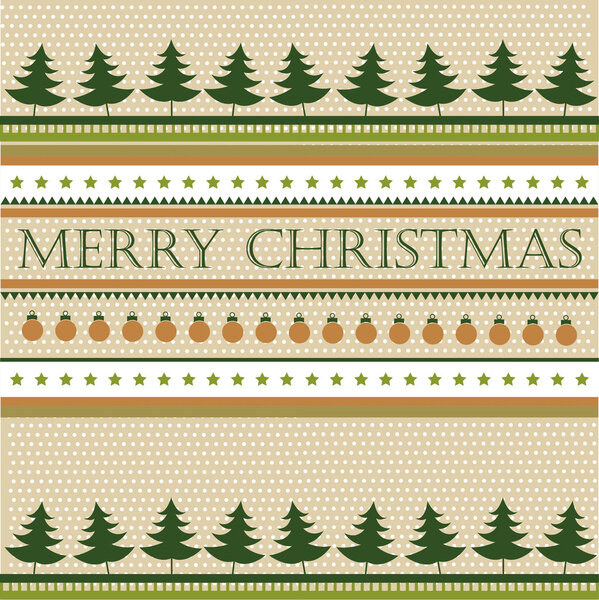 Retro christmas background with fir trees. vector