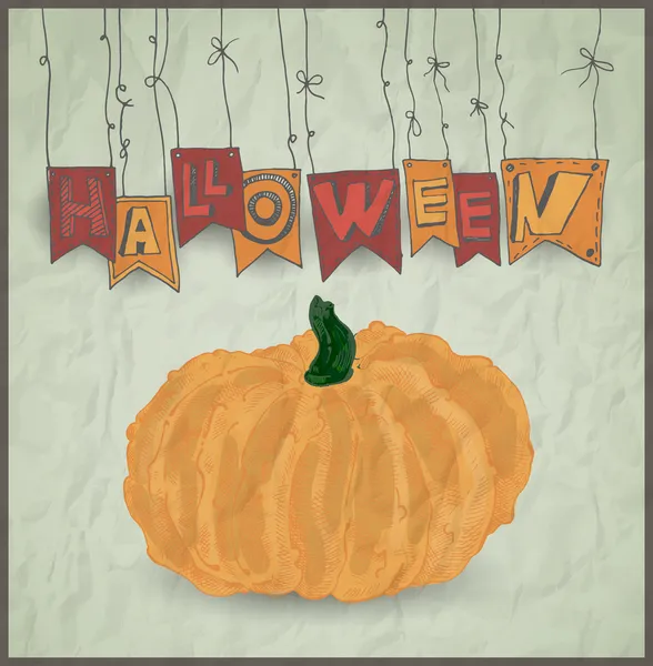 Calabaza Halloween Sobre Fondo Gris Ilustración Vectorial Ilustraciones de stock libres de derechos