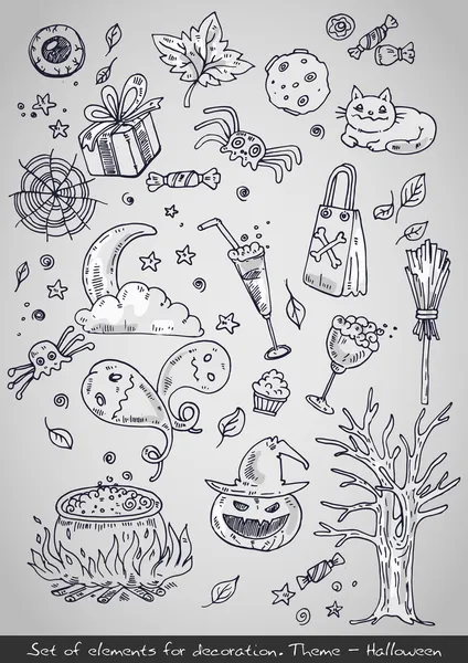 Varios Elementos Decorativos Para Halloween Ilustración Vectorial Ilustración De Stock