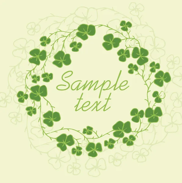 Floral Frame Green Clover Leaves Vector Illustration — Stock Vector