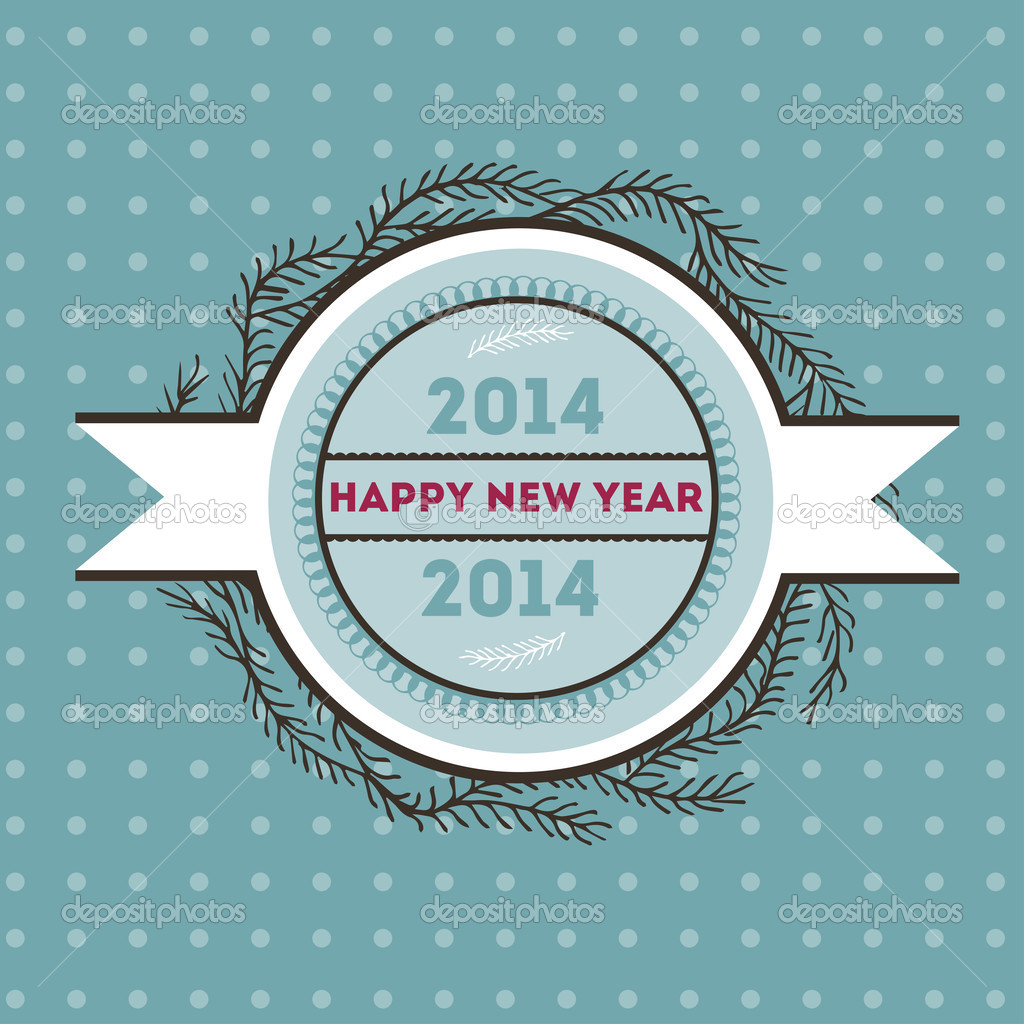 Happy new 2014 year. Vector card