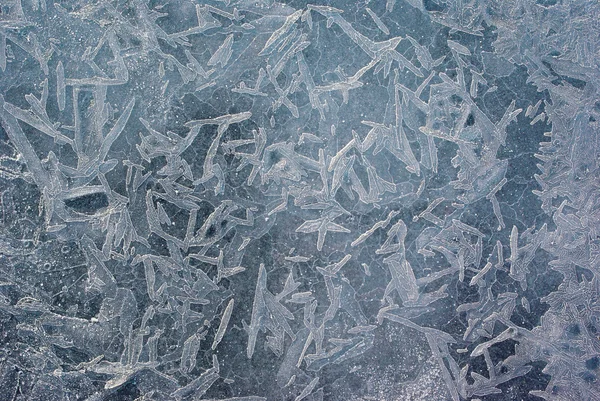 Ice with picture on winter lake — Stock Photo, Image