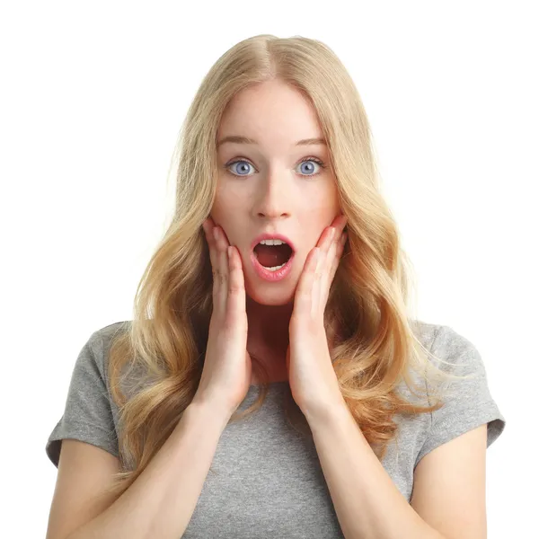 Close up of a young woman looking excited — Stock Photo, Image