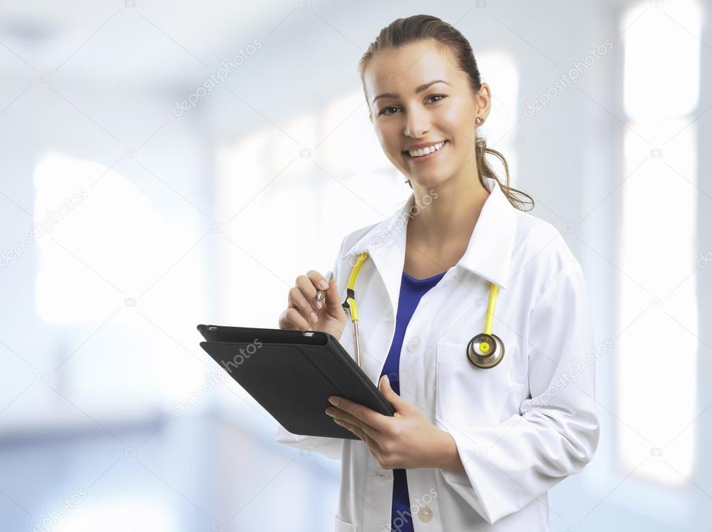 Female Doctor At The Hospital.