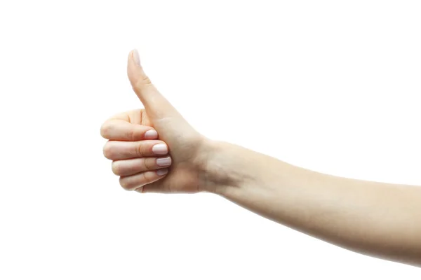 Великий палець вгору ізольовано на білому — стокове фото