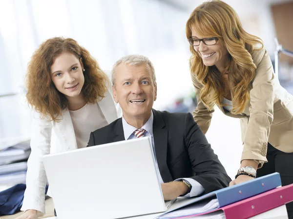 Collega's werken op een laptop — Stockfoto