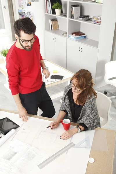 Business team in small architect studio — Stock Photo, Image