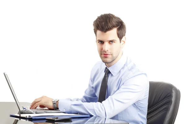 Advisor working on laptop at office — Stock Photo, Image