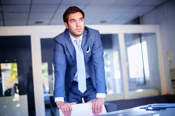 Confident Businessman Looking Thoughtfully While Standing Office — Stock fotografie