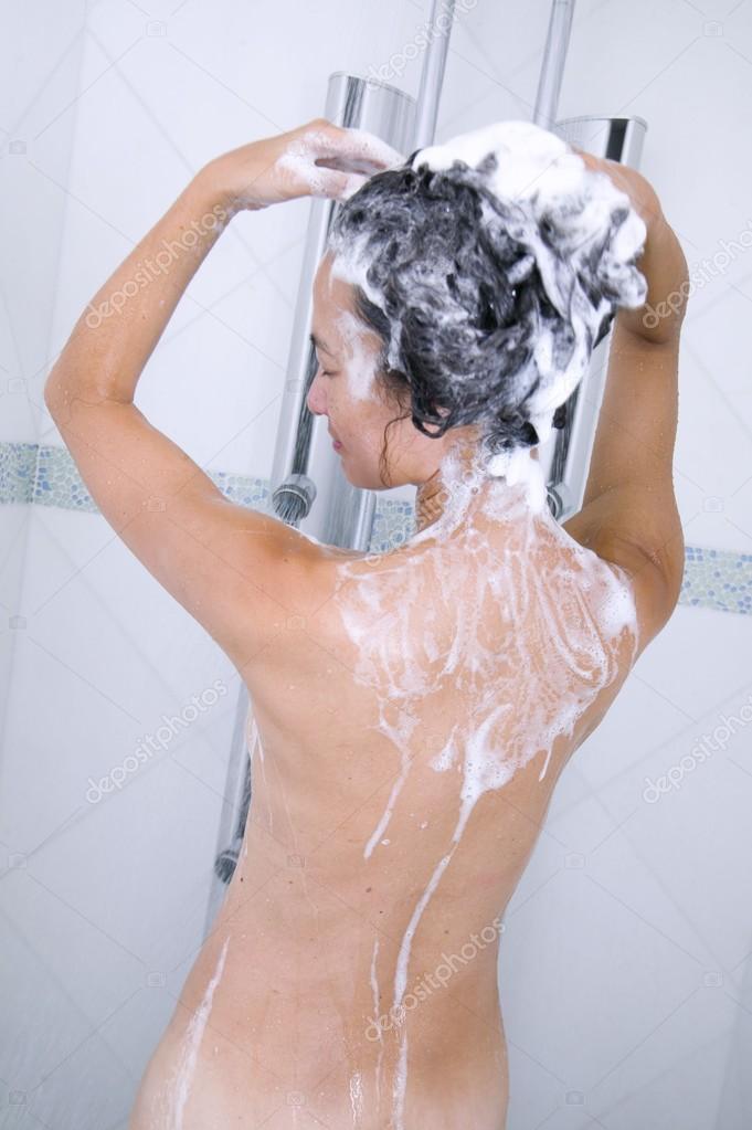 Asian woman in shower