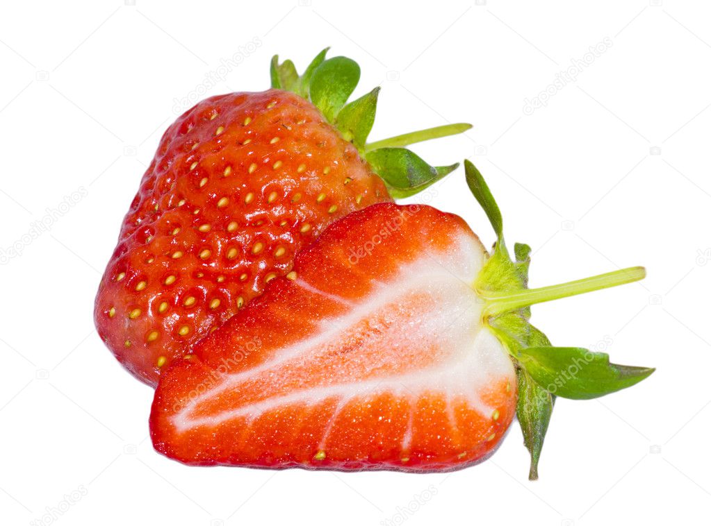 Beeautiful strawberries isolated against white background