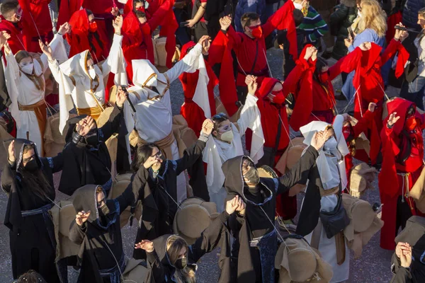 Febrero Comenzó Canevale Viareggio 2022 Toscana Italia Carro Alegórico Segunda —  Fotos de Stock