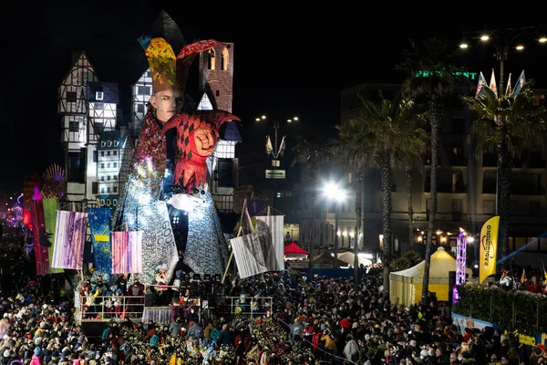 Carnaval Viareggio Noite Segundo Curso Mascarado Realizado Noite Carros Alegóricos Imagens Royalty-Free