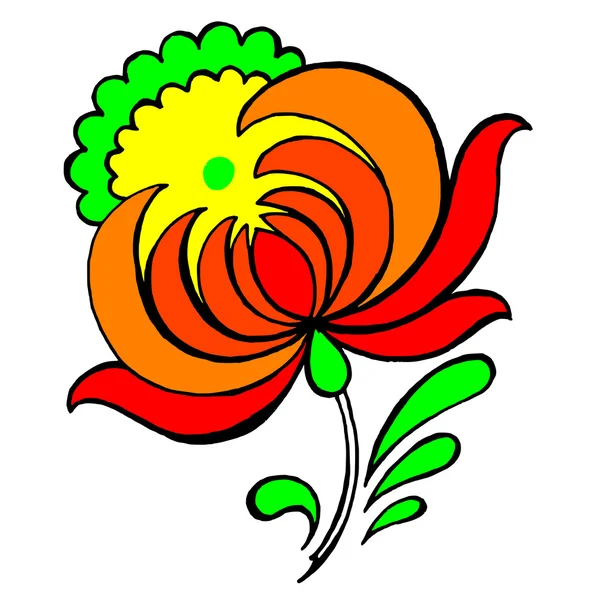 Flor roja decorativa — Vector de stock
