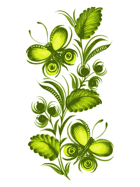 Beautiful green butterfly — Stock Vector