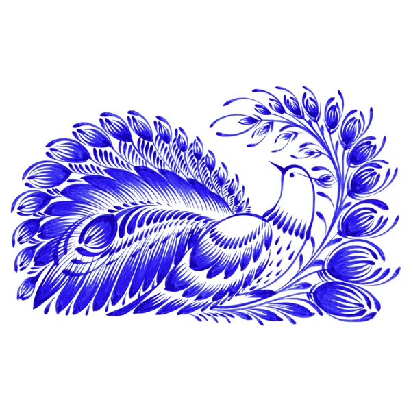 Blommig dekorativa ornament peacock — Stock vektor