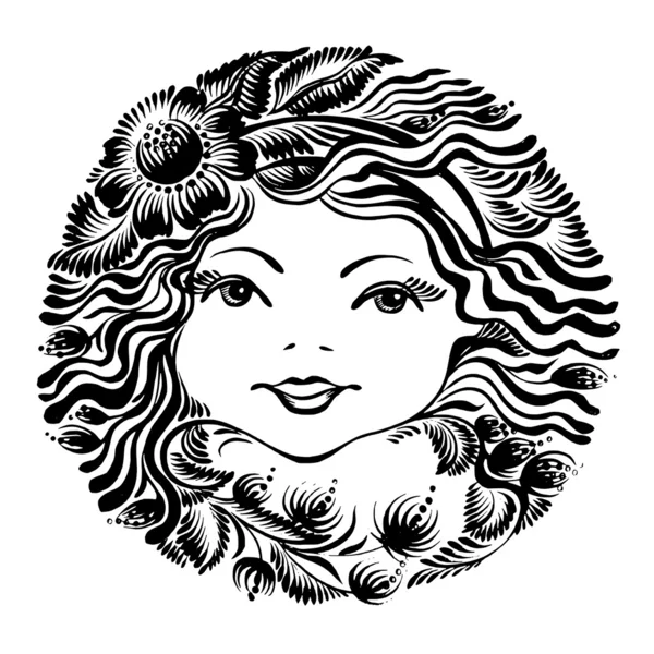 Decoratieve bloemen silhouet van een vrouw gezicht — Stockvector